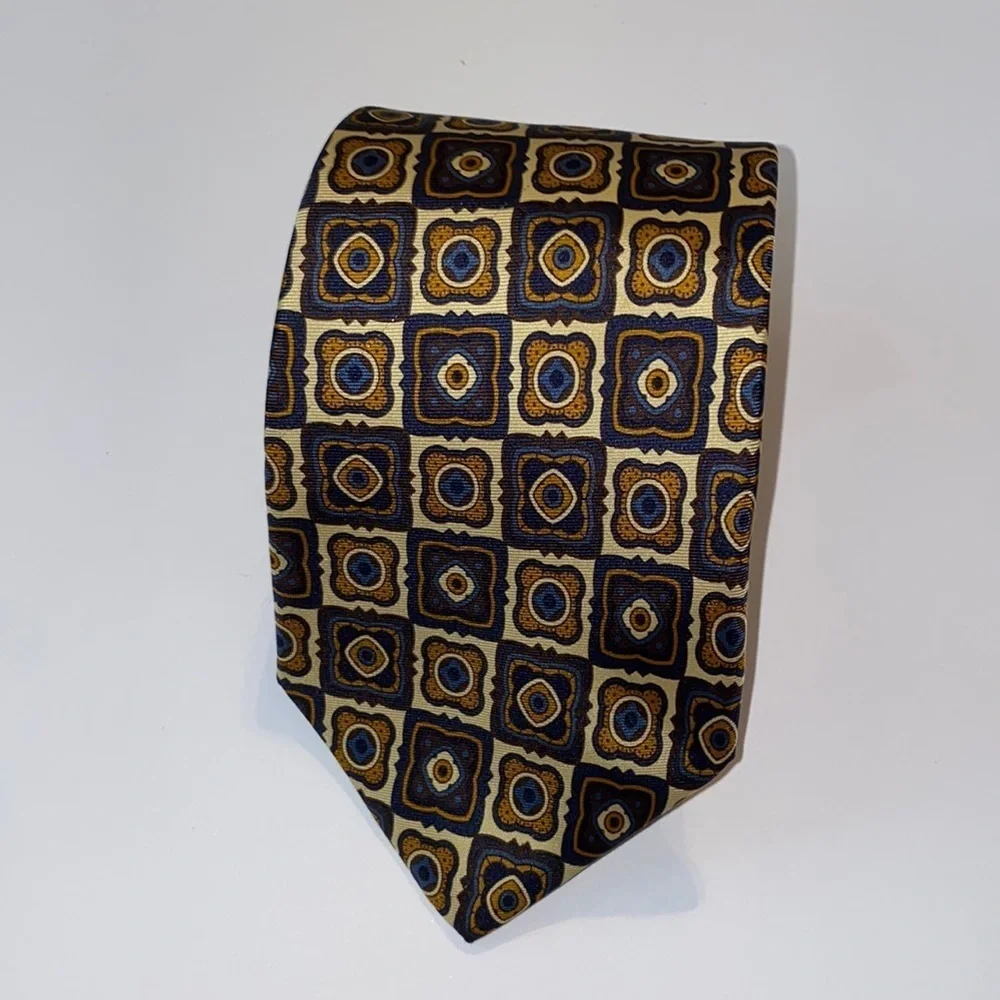 VTG Fendi Silk Tie Frame Pattern Handmade Italy